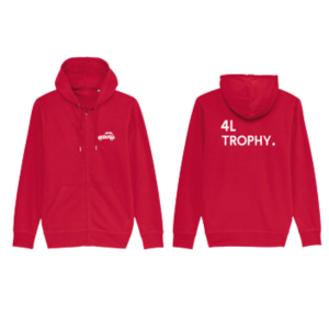 Sweat zippé à capuche rouge